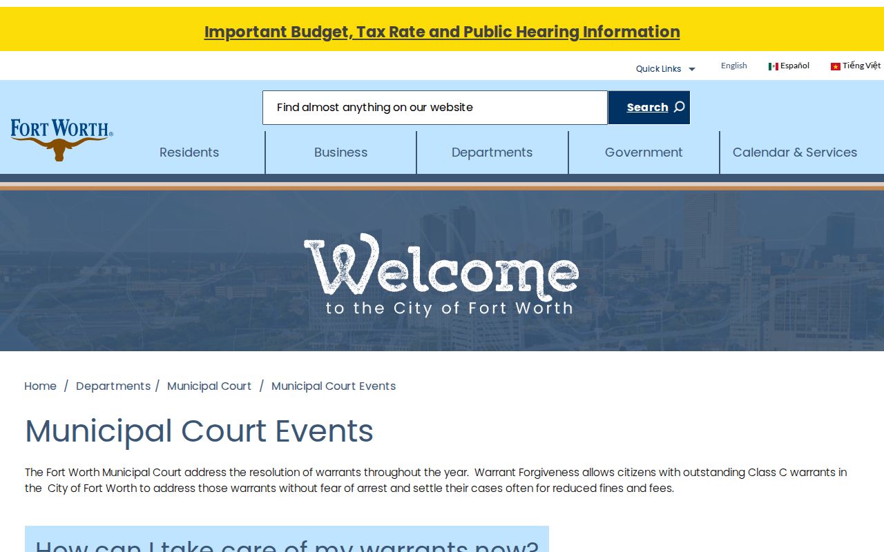 Tarrant County Fort Worth warrant Safe Harbor court service information