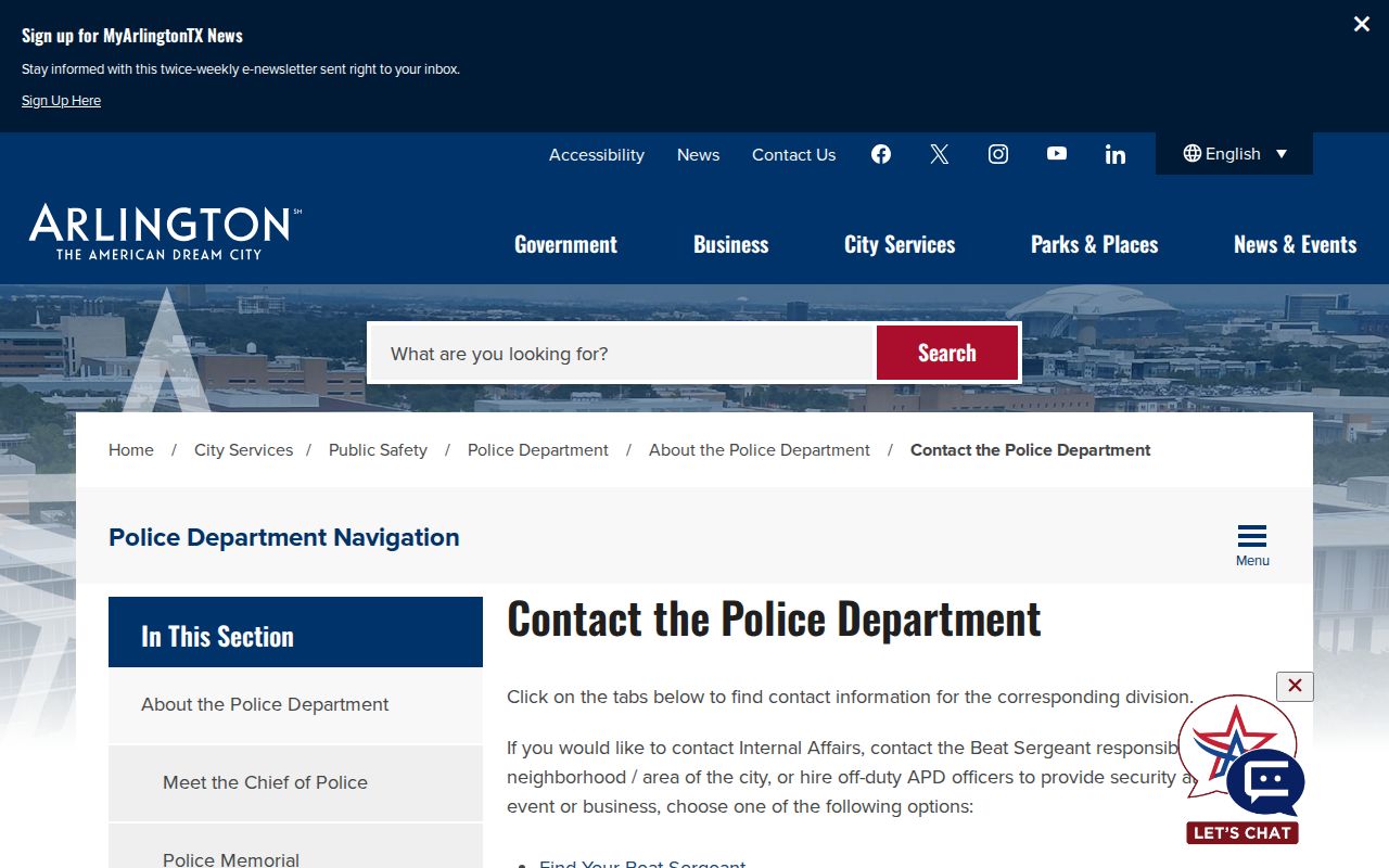 Tarrant County Arlington warrant records contact for the city's Police Warrant Unit