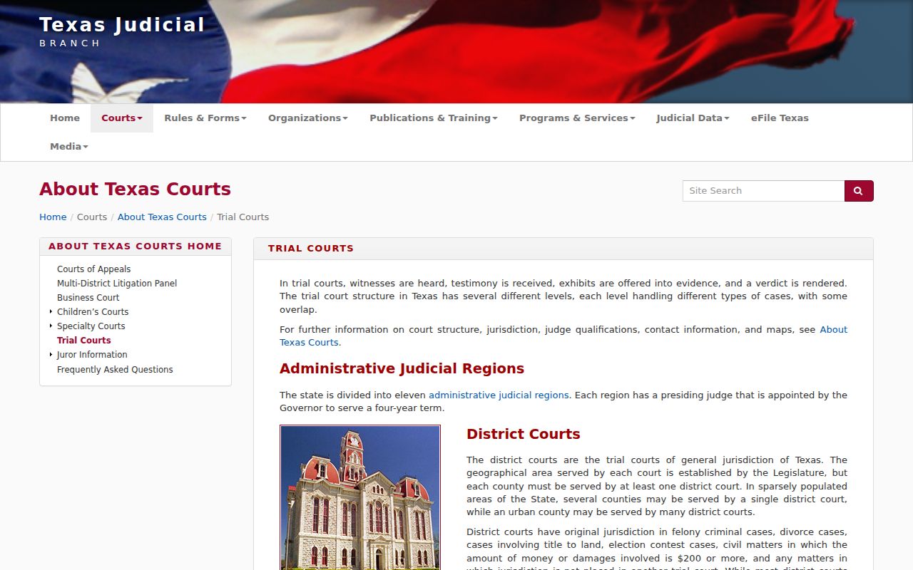 Tarrant County arrest warrant court levels within the Texas trial court system