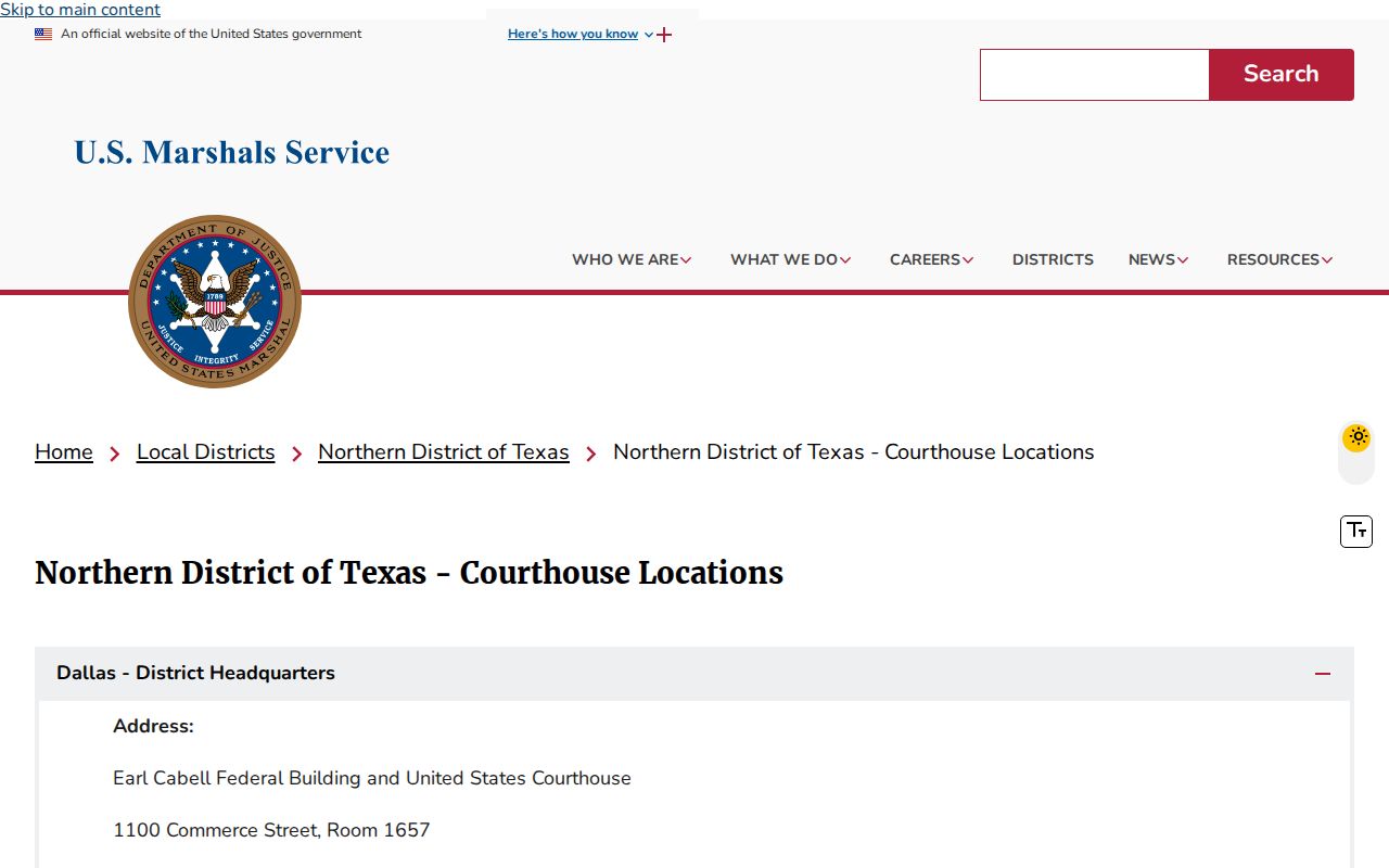 Tarrant County arrest warrant jurisdiction boundary at the Fort Worth federal courthouse